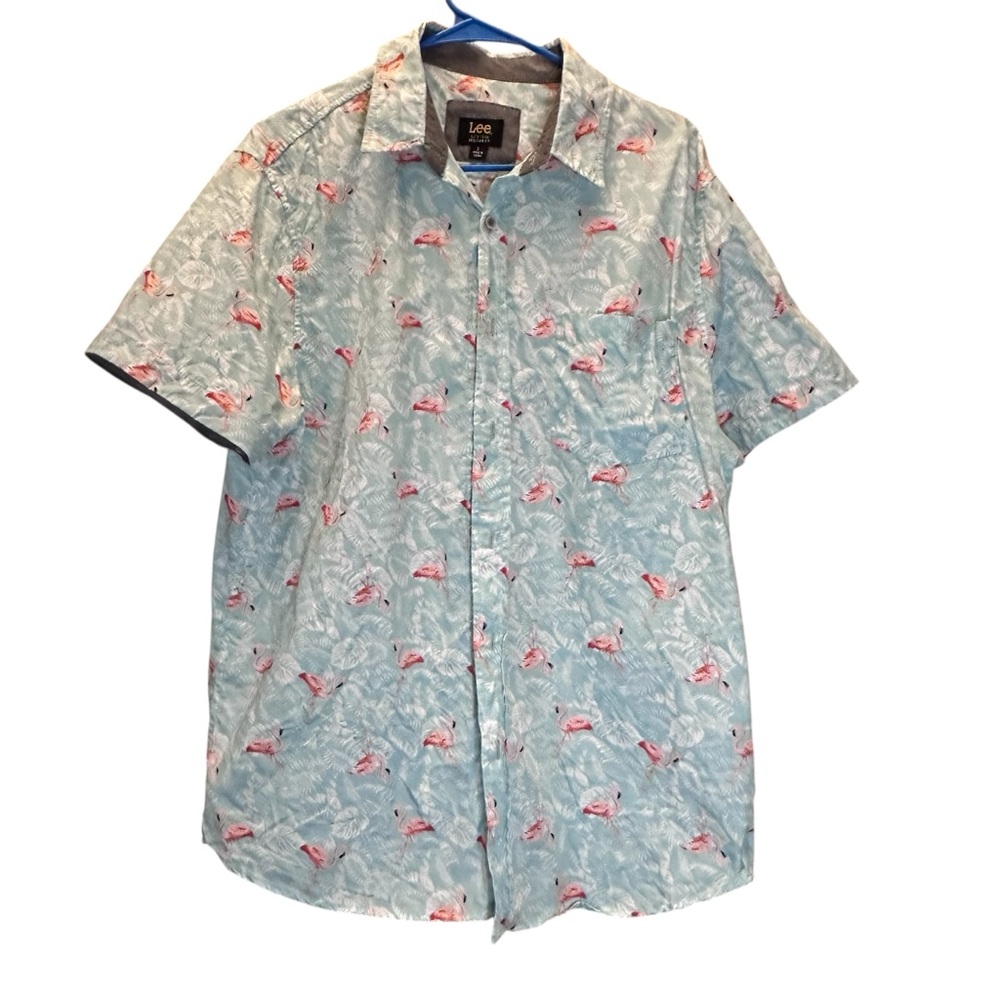 Lee‎ Flamingo Button Down men’s Shirt Short Sleeve size large